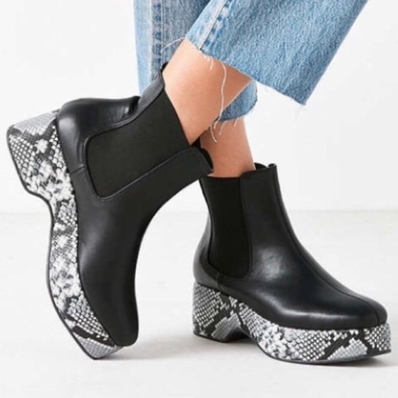Urban Outfitters Shoes - URBAN OUTFITTERS Eva Snakeskin Platform Booties